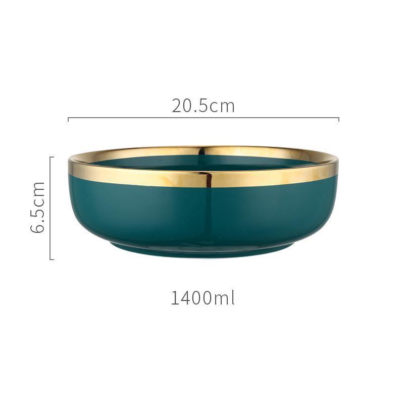 9 Piece Dinner Set, Green And Gold-Weilai Concept-Weilai Concept