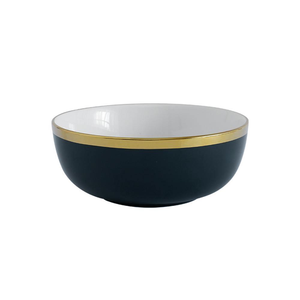 9 Piece Dinner Set, White And Dark Blue-Weilai Concept-Weilai Concept