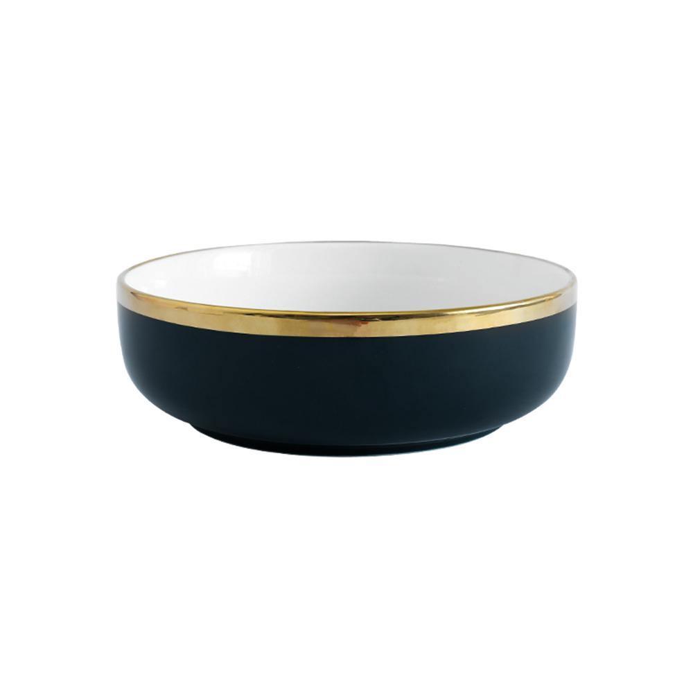 9 Piece Dinner Set, White And Dark Blue-Weilai Concept-Weilai Concept