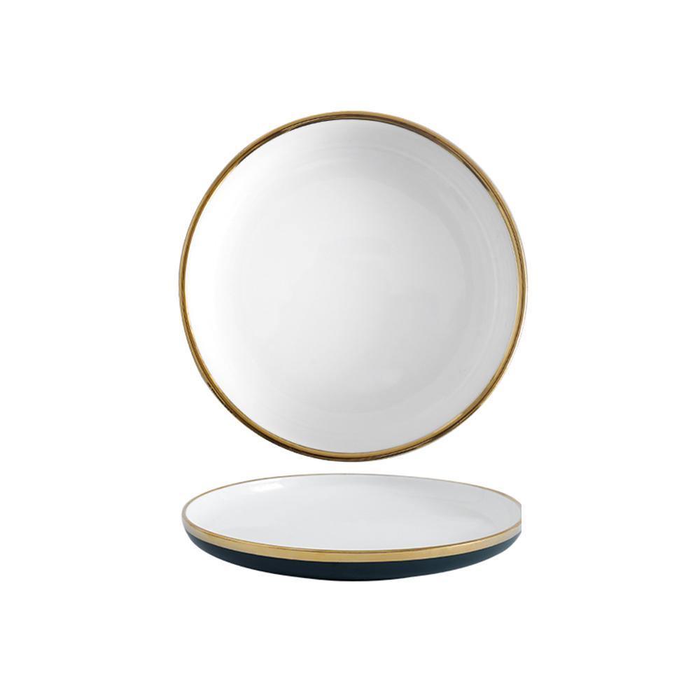 9 Piece Dinner Set, White And Dark Blue-Weilai Concept-Weilai Concept