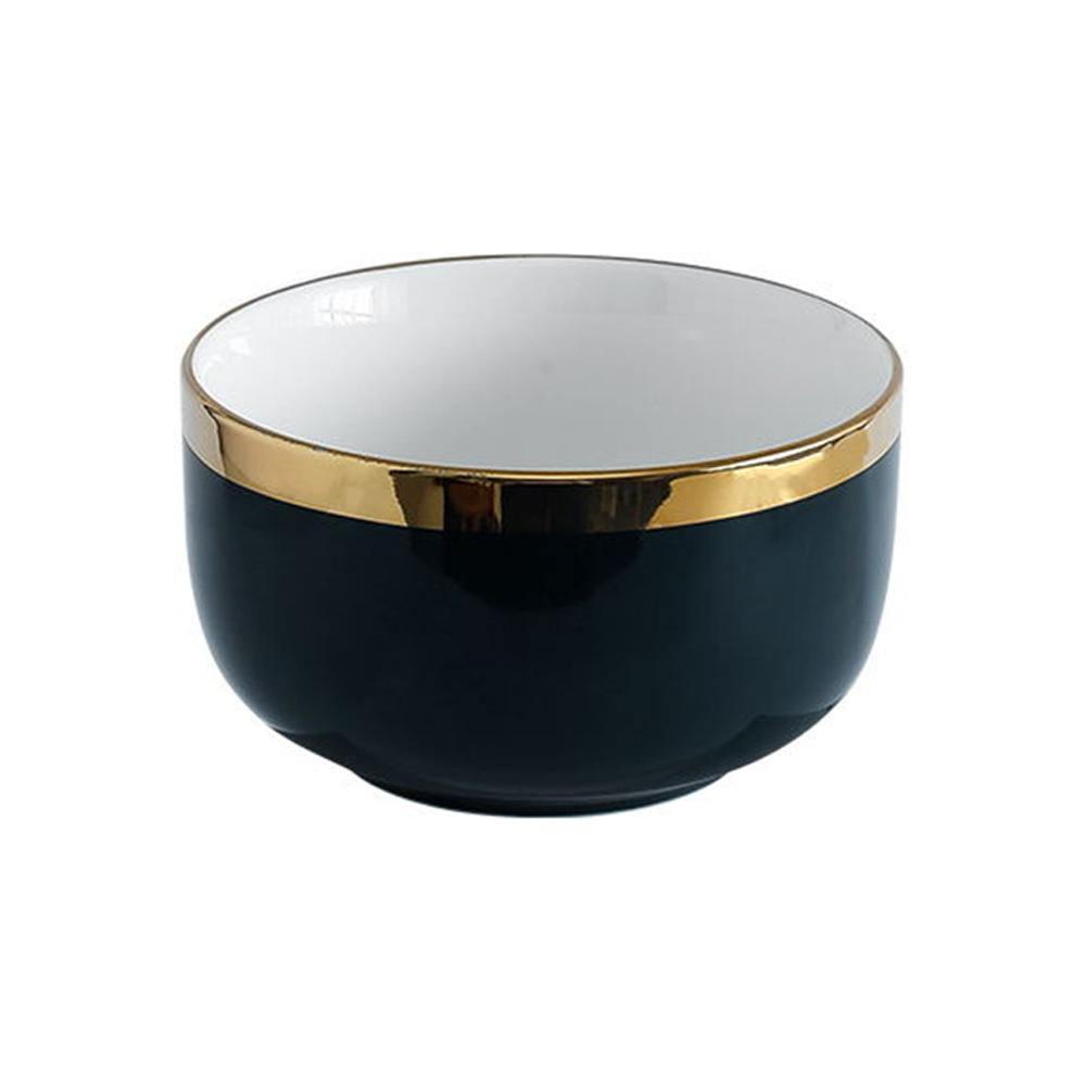 9 Piece Dinner Set, White And Dark Blue-Weilai Concept-Weilai Concept