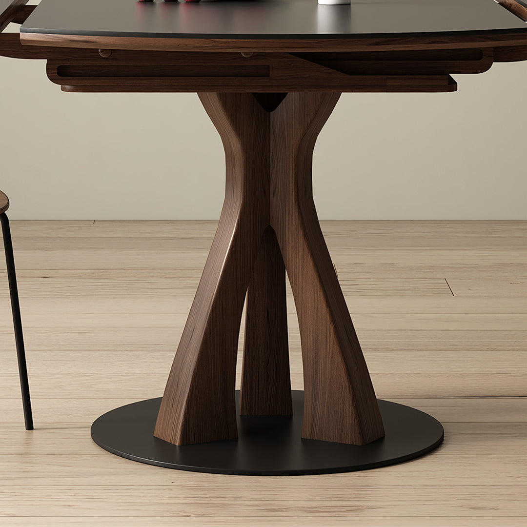 Caruso Round Folding Dining Table, Sintered Stone, Black