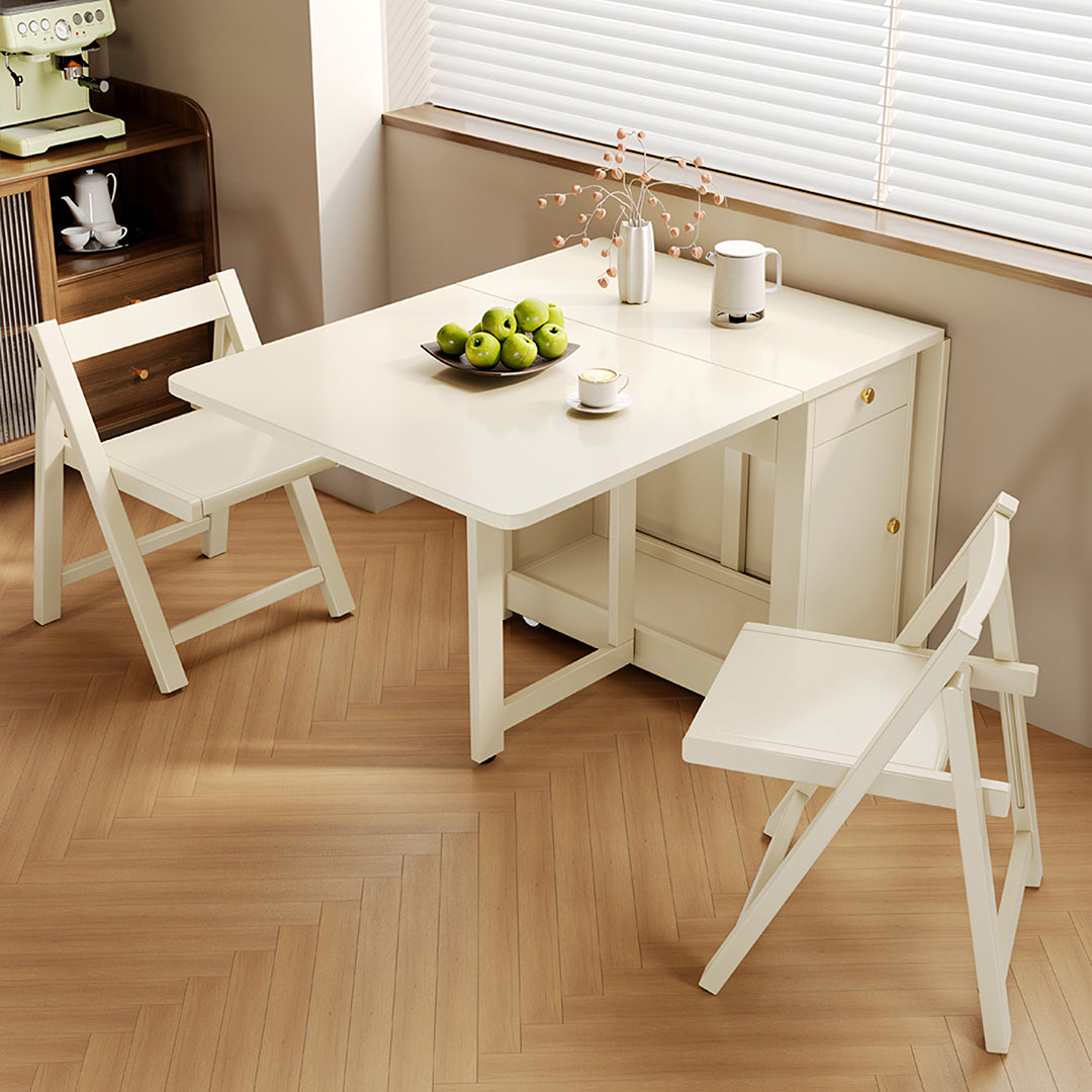 Salgado Folding Dining Table With Storage, Solid Wood