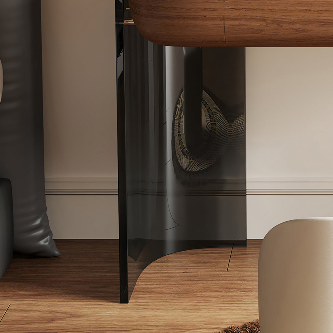 Thomas Dressing Table With Large LED Mirror, Walnut & Black-Weilai Concept-Weilai Concept