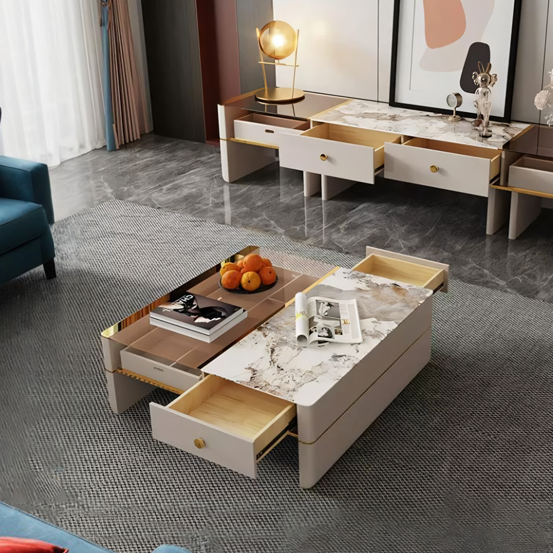 Coz Regid Square Coffee Table With TV Stand-Weilai Concept-Weilai Concept