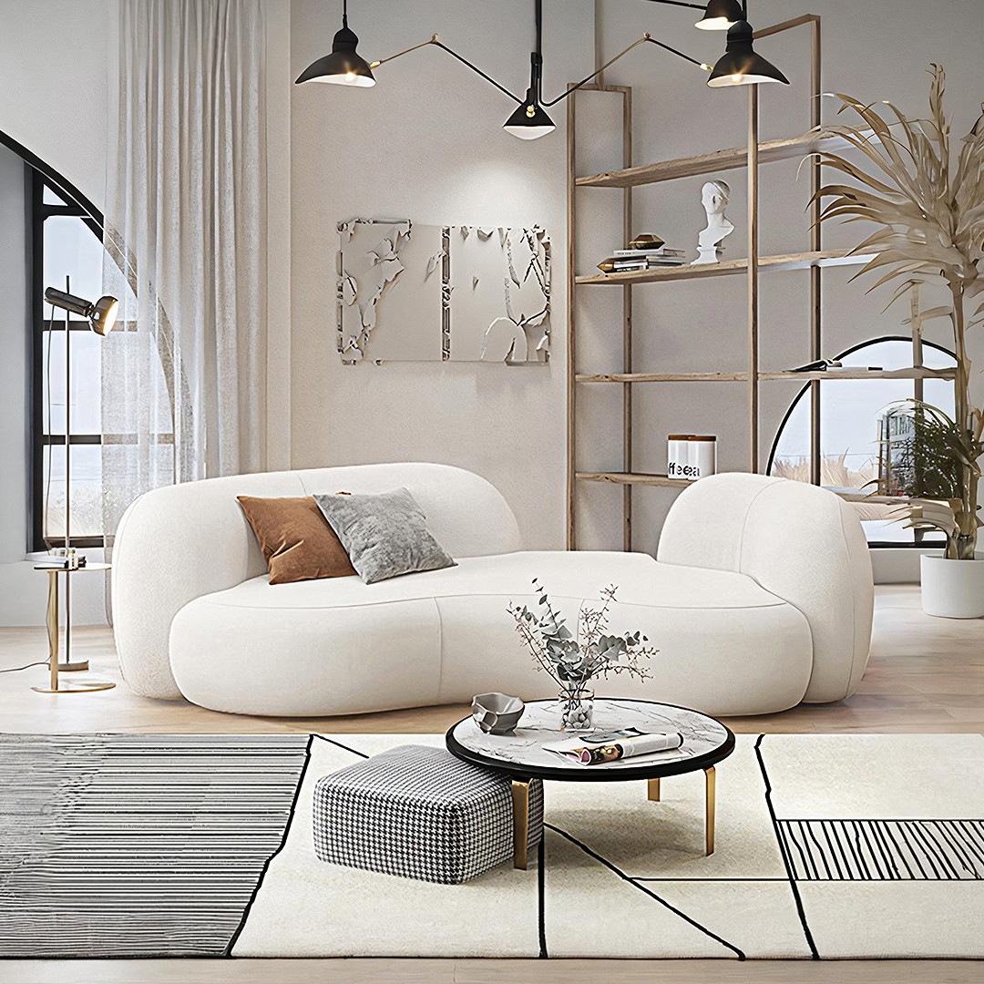 Elara Modern Curved Two Seater, Three Seater Sofa, Boucle-Weilai Concept-Weilai Concept