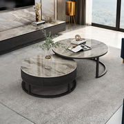Gibs Nesting Coffee Table With TV Stand Set, Sintered Stone-Weilai Concept-Grey-45cm+60cm-NO TV Stand-Weilai Concept
