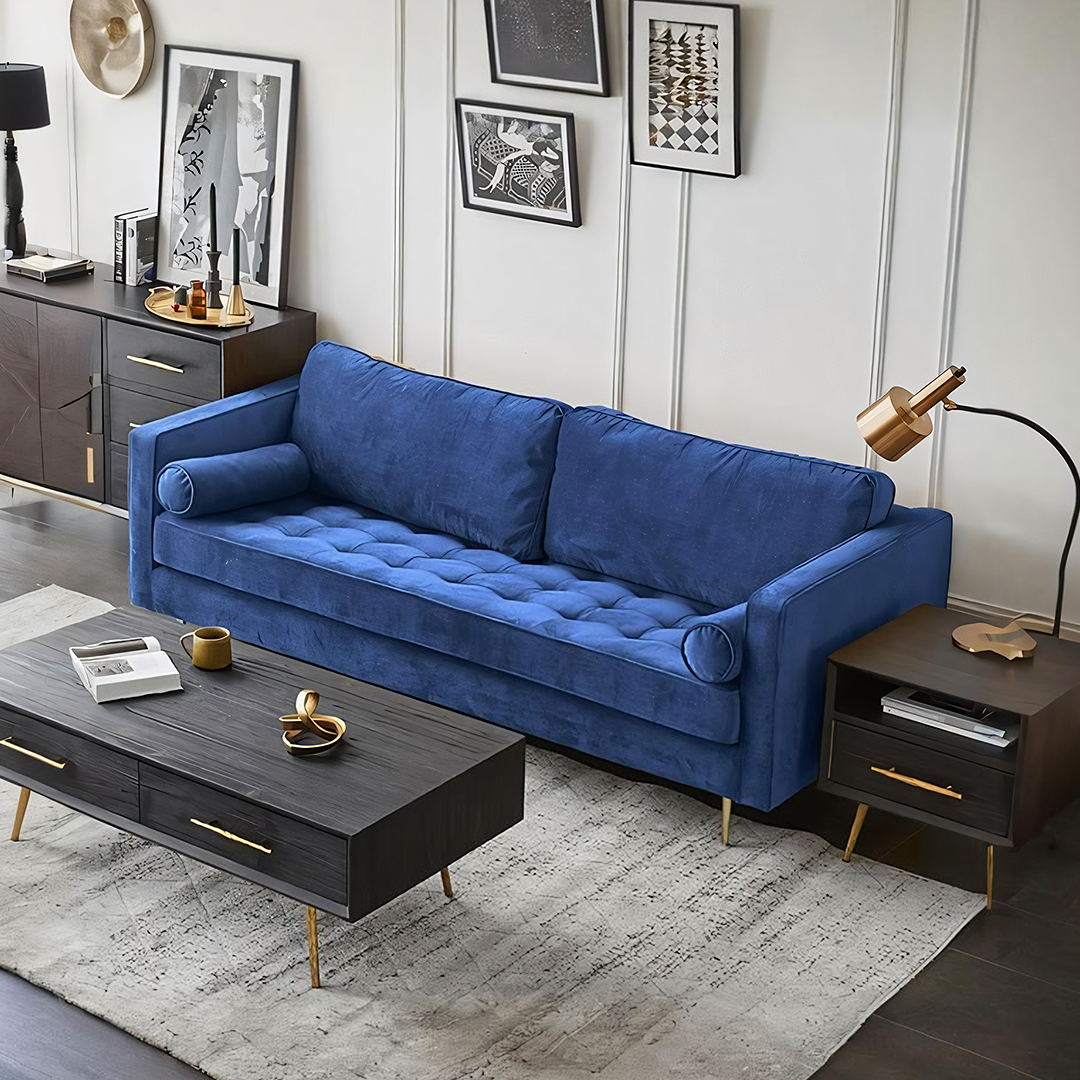 Hanoi Three Seater Sofa, Velvet-Weilai Concept-Weilai Concept