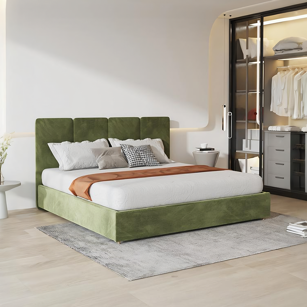 Laura King Size Bed, Velvet-Weilai Concept-Weilai Concept