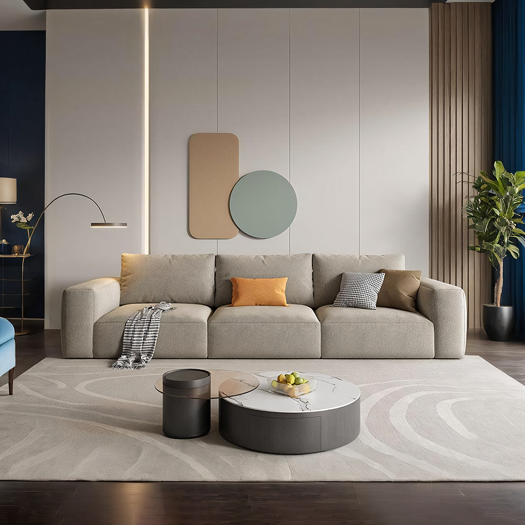 Lionel Three Seater Sofa, Linen-Weilai Concept-Weilai Concept