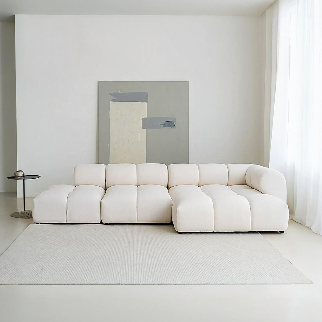 Lysander Velvet Module Three Seater, Four Seater, Five Seater Sofa, Corner Sofa, White-Weilai Concept-Weilai Concept