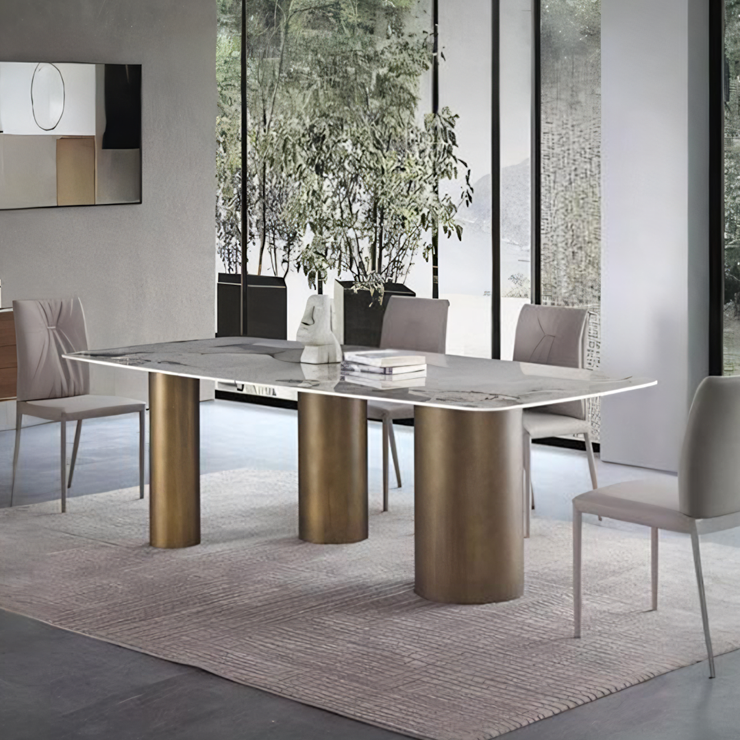 Mira Dining Table, Gold Base-Weilai Concept-Weilai Concept