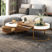 Ouezzane Nesting Coffee Table Set, With TV Stand, Oak-Weilai Concept-Oak-Coffee Table-Weilai Concept