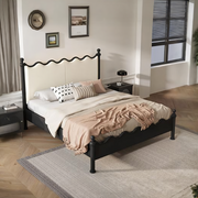 Roberta King Size / Super King Bed, Cream & Black-Weilai Concept-Weilai Concept