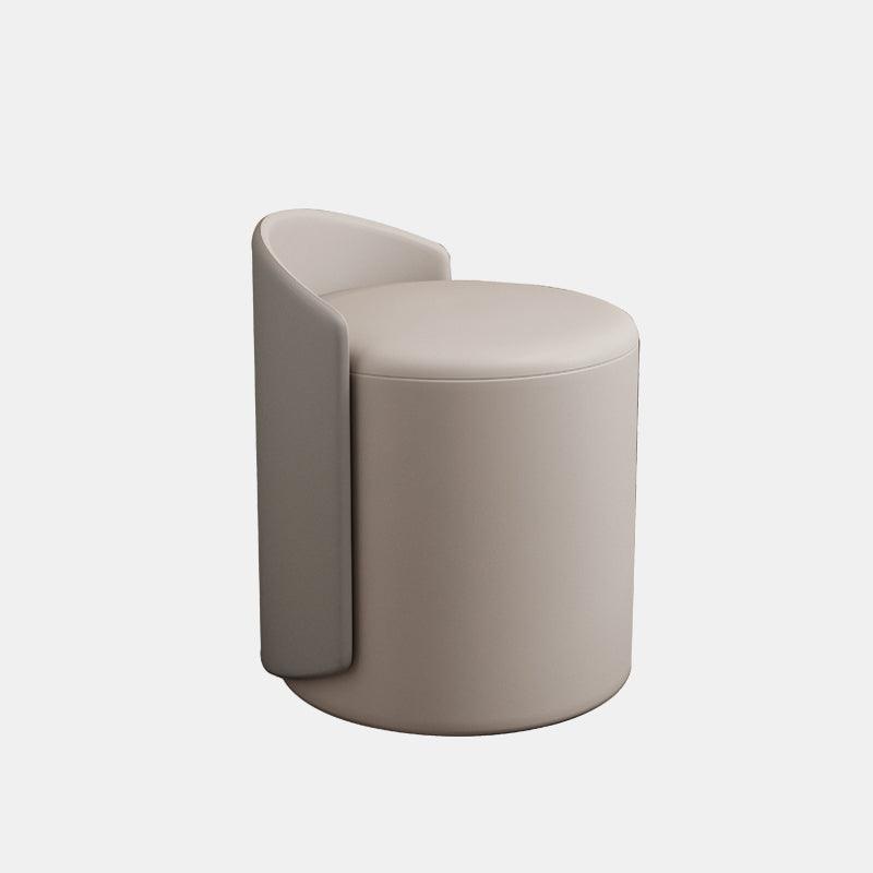 Nora Ottoman Footstool, White Boucle, Dressing Table Stool-Weilai Concept-Grey / PU Leather-Weilai Concept