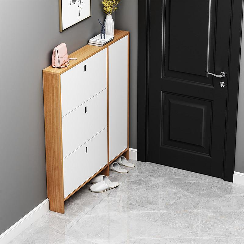 Knauss Mirrored Shoe Storage, Halllway-Weilai Concept-Oak + White-100cm-Weilai Concept