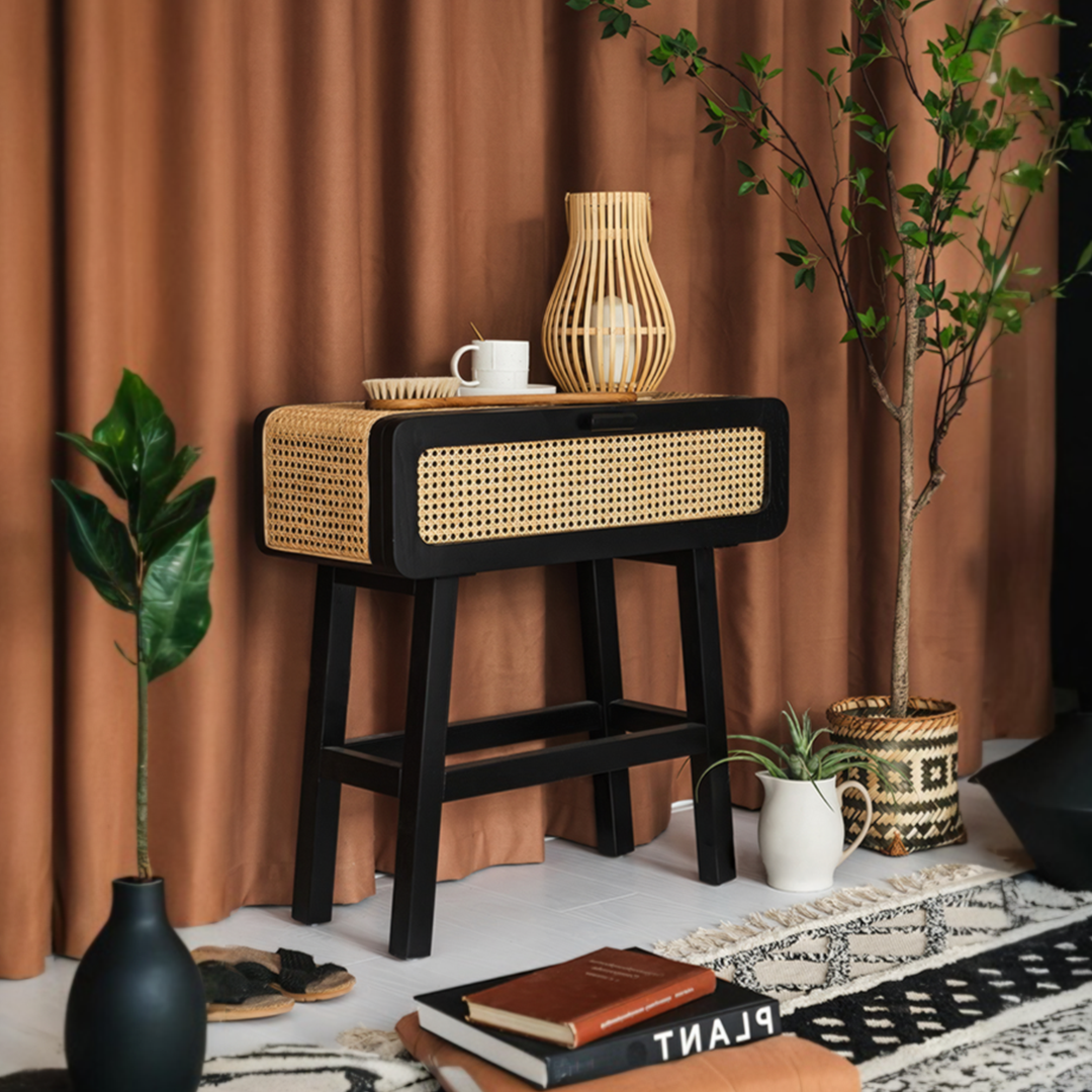 Saul Rattan Side Table, Bedside Table-Weilai Concept-Weilai Concept