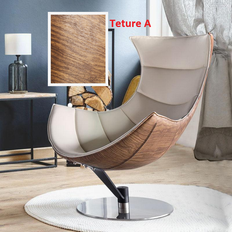 Lobster Lounge Swivel Chair With Ottoman, Walnut Texture