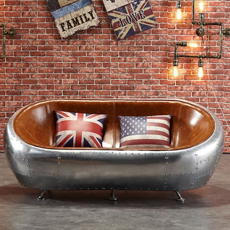 Aviator Airplane Tub Two Seater Sofa, Aluminum Loveseat-Sofas-Weilai Concept-Weilai Concept