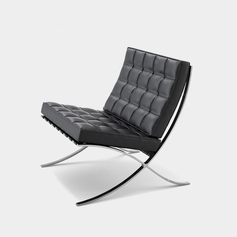 Barcelona Chair And Ottoman, Real Leather-Weilai-Weilai Concept