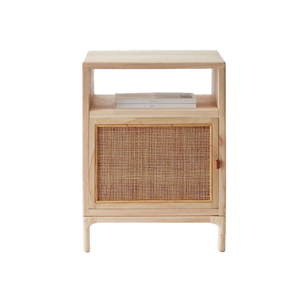 Cane Mini Side Table, Natural Rattan & Ash Esche Wood-Weilai Concept-Weilai Concept