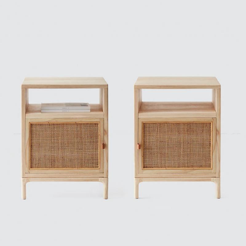 Cane Mini Side Table, Natural Rattan & Ash Esche Wood-Weilai Concept-Weilai Concept