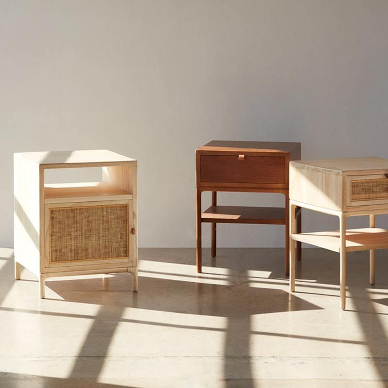 Cane Mini Side Table, Natural Rattan & Ash Esche Wood-Weilai Concept-Weilai Concept