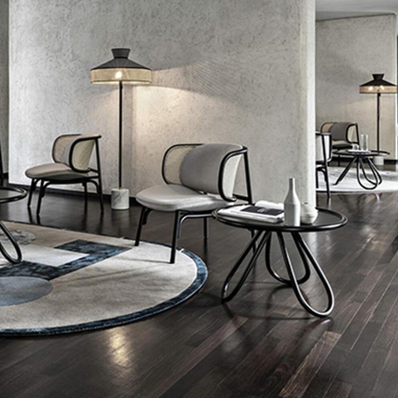 Cane Rattan Armchair, Grey Linen-Weilai Concept-Weilai Concept