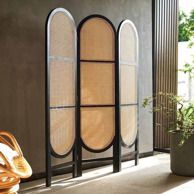Cane Rattan Room Divider/ Screen, Oak-Weilai Concept-Weilai Concept