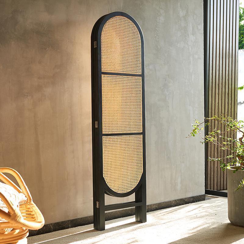 Cane Rattan Room Divider/ Screen, Oak-Weilai Concept-Weilai Concept