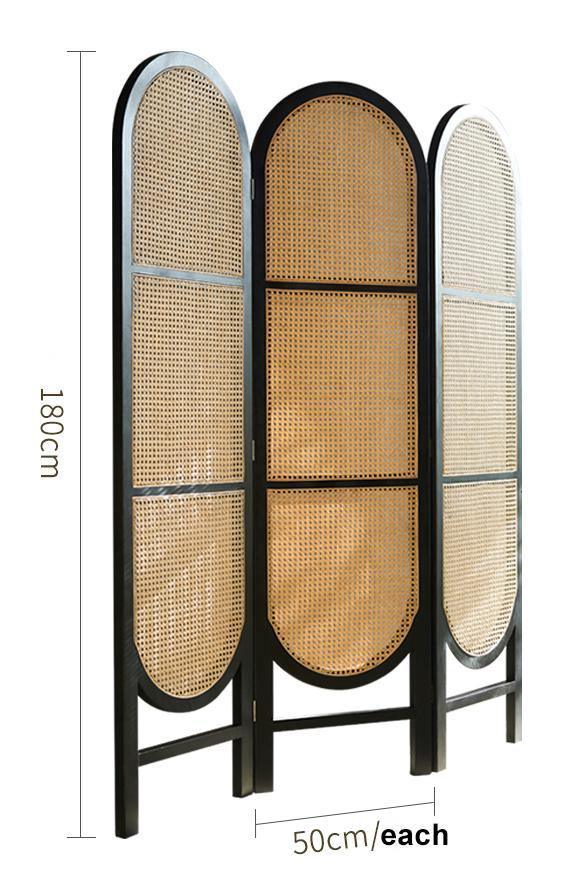 Cane Rattan Room Divider/ Screen, Oak-Weilai Concept-Weilai Concept