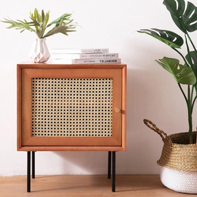 Cane Bedside Table, Natural Rattan & Wood-Weilai Concept-Weilai Concept
