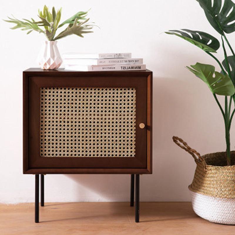 Cane Bedside Table, Natural Rattan & Wood-Weilai Concept-Weilai Concept