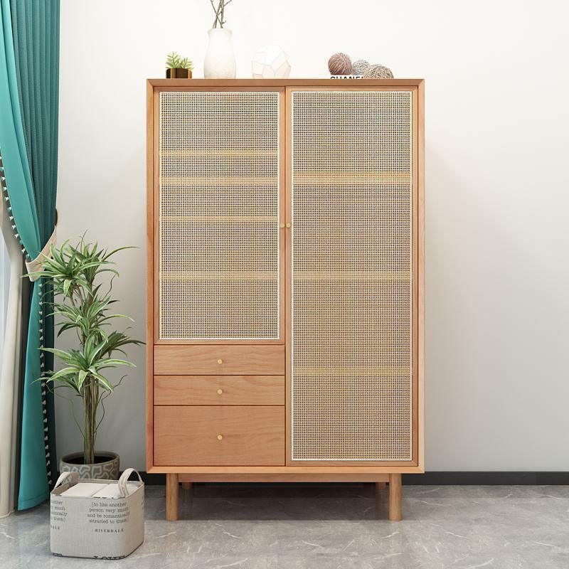 Bernadette Wardrobe, Hallway Storage, Natural Rattan & Oak-Weilai Concept-Weilai Concept