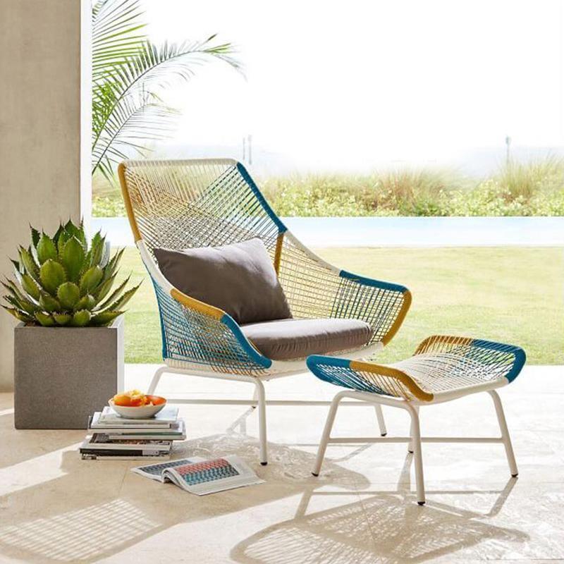Carmean Rattan Chair and Footstool, Outdoor-Weilai Concept-Weilai Concept