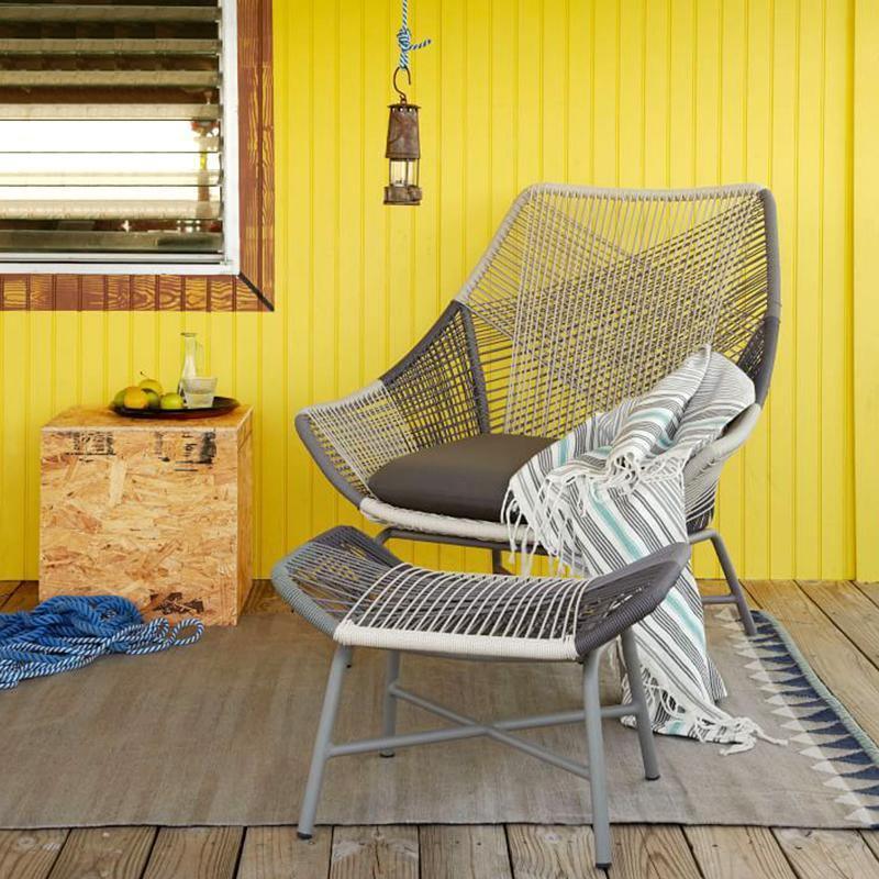 Carmean Rattan Chair and Footstool, Outdoor-Weilai Concept-Chair And Footstool All Grey Rattan-Weilai Concept