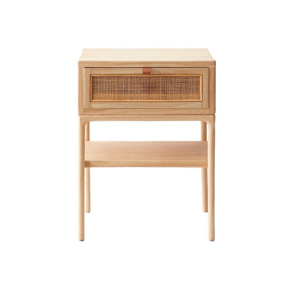 Cement Bedside Table, Light Oak-Weilai Concept-Weilai Concept