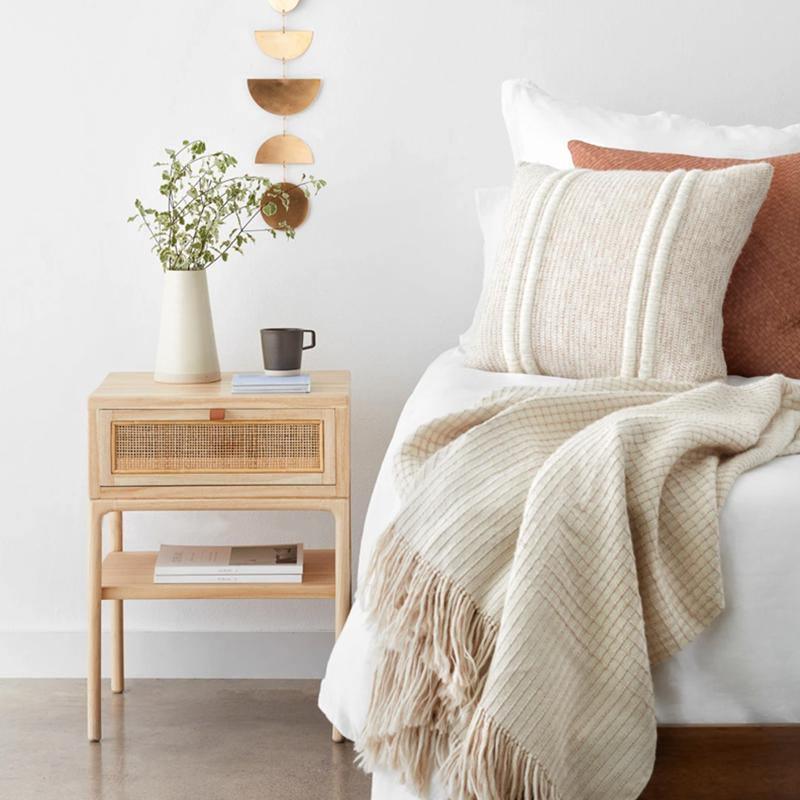 Cement Bedside Table, Light Oak-Weilai Concept-Weilai Concept
