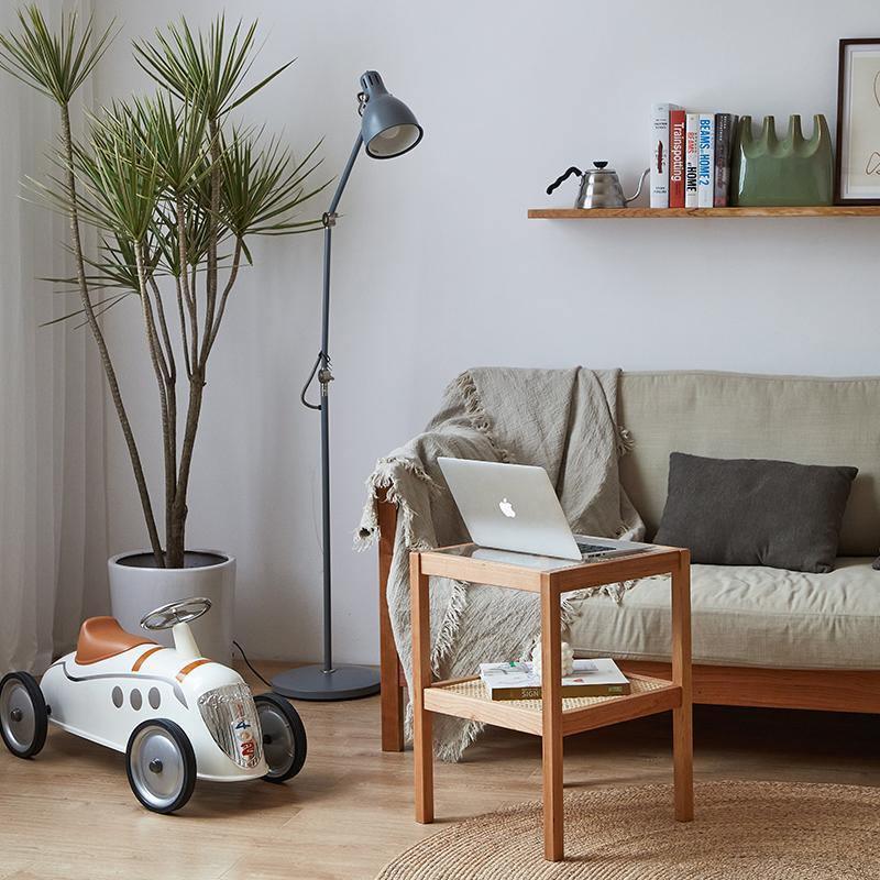 Cement Side Table, Light Oak-Weilai Concept-Weilai Concept