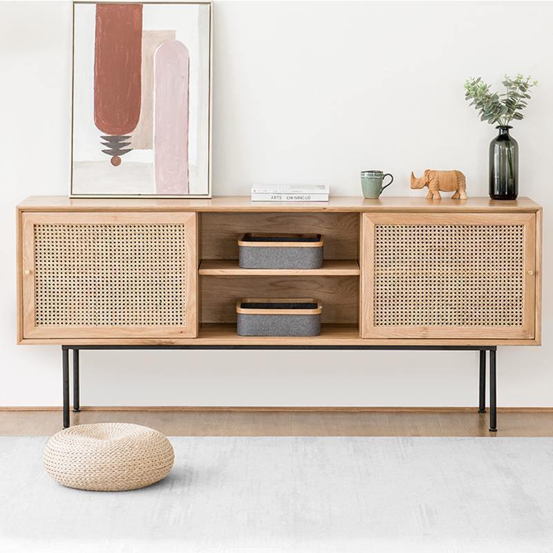 Cement Sideboard / TV Stand, Light Oak-Weilai Concept-Weilai Concept
