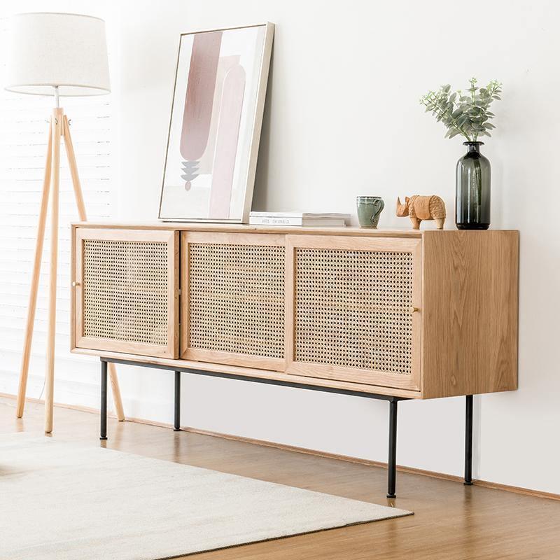 Cement Sideboard / TV Stand, Light Oak-Weilai Concept-Weilai Concept