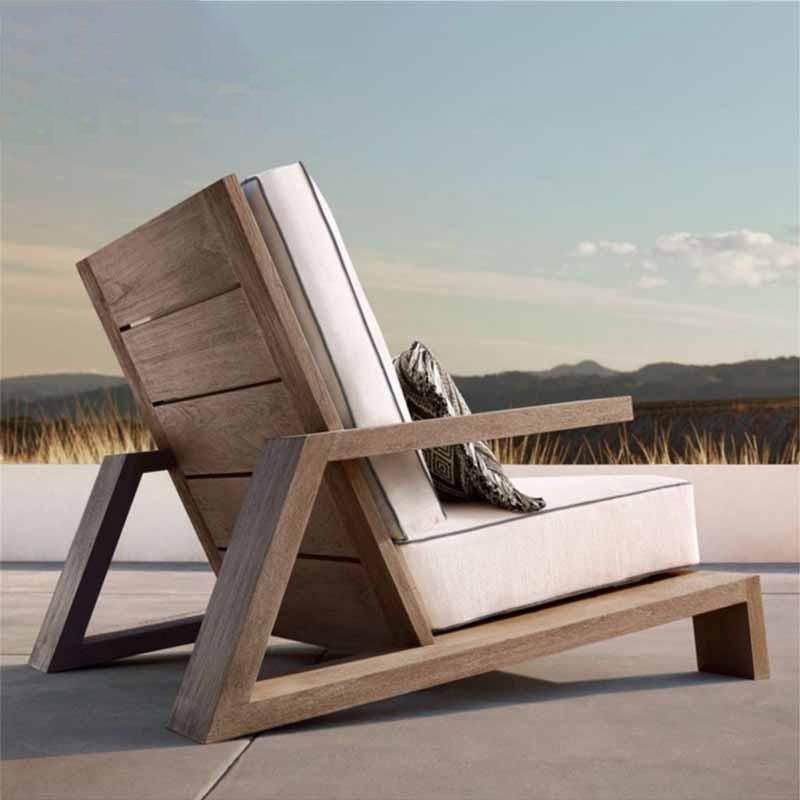 Chandler Oak Lounge Chair And Ottoman, Outdoor Armchair-Weilai Concept-Weilai Concept