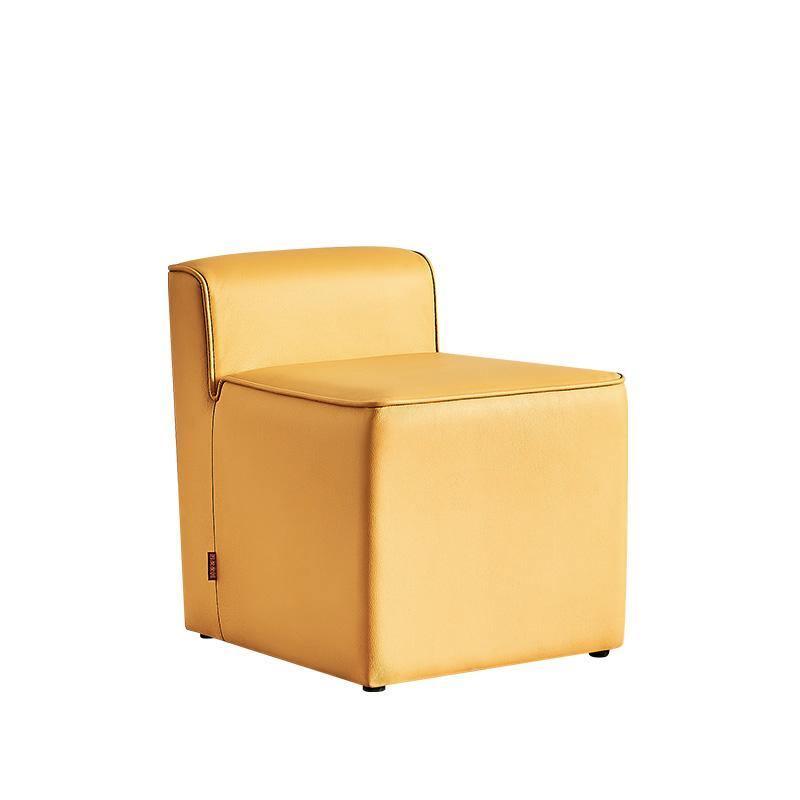 Clay Footstool, Leather-Weilai Concept-Yellow-Weilai Concept