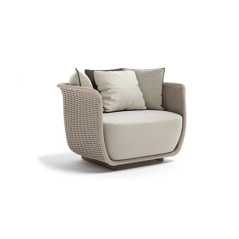 Eusden Rattan Outdoor Sofa Set, Outdoor Furniture-Weilai Concept-Armchair-Beige-No-Weilai Concept