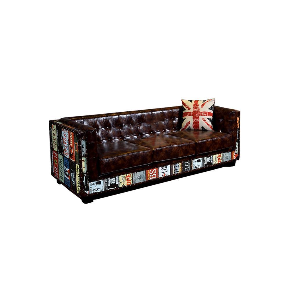 FK29 Aviator Three Seater Sofa, Real Leather-Weilai Concept-Dark Brown-Weilai Concept