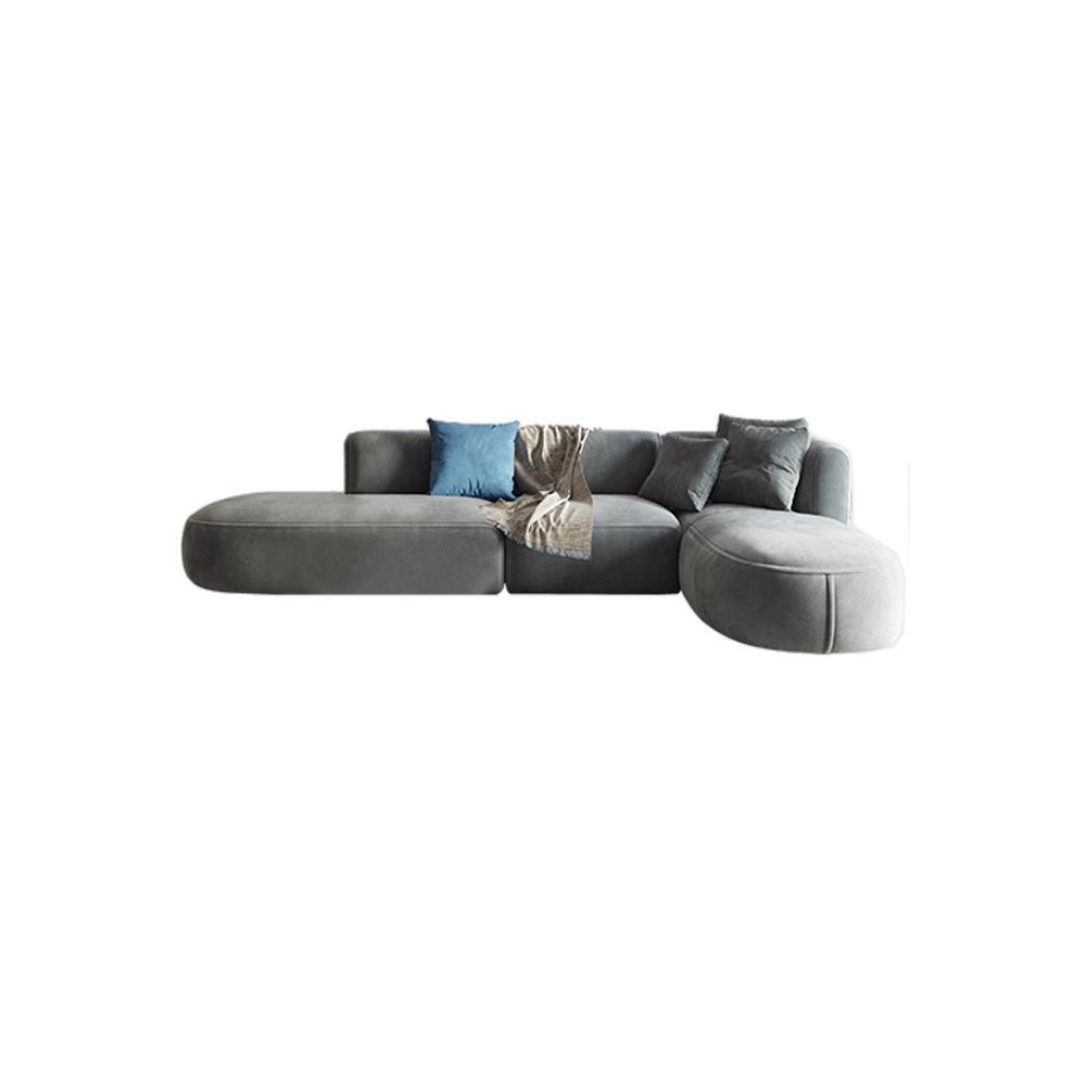 FIN Four Seater Sofa, Four Seater Corner Sofa, Grey Velvet-Weilai Concept-Weilai Concept
