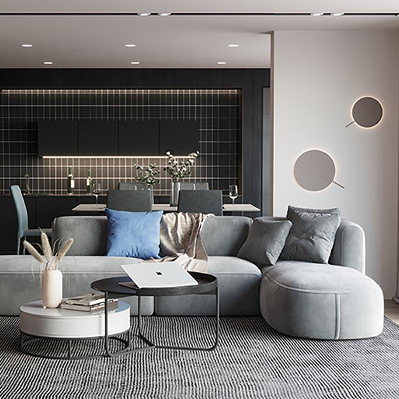 FIN Four Seater Sofa, Four Seater Corner Sofa, Grey Velvet-Weilai Concept-Weilai Concept