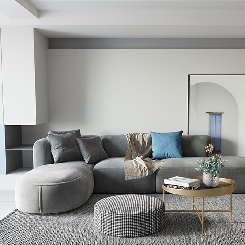 FIN Four Seater Sofa, Four Seater Corner Sofa, Grey Velvet-Weilai Concept-Weilai Concept