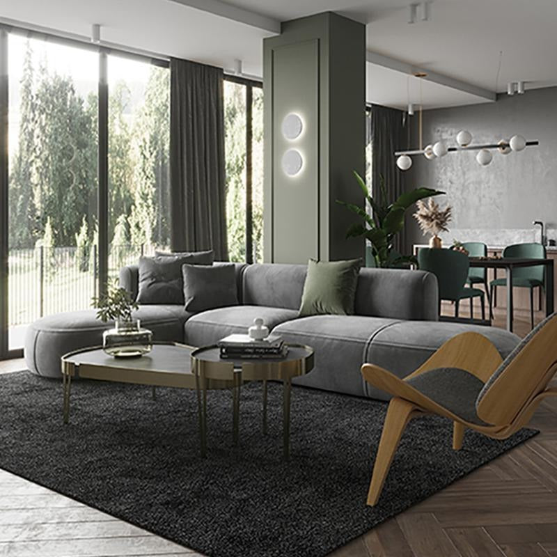 FIN Four Seater Sofa, Four Seater Corner Sofa, Grey Velvet-Weilai Concept-Weilai Concept