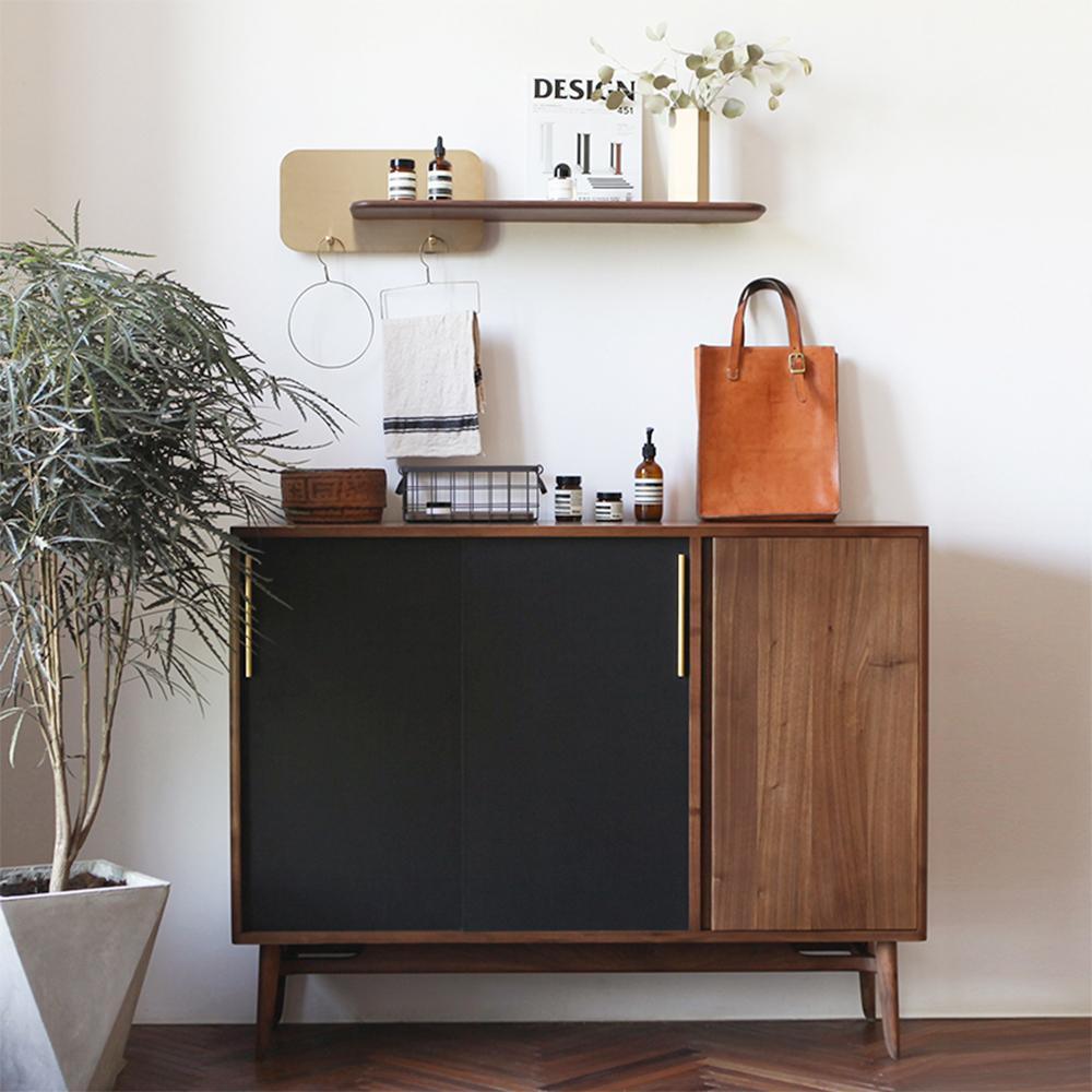 FU3 Shoe Storage, Walnut & Black-Weilai-Weilai Concept